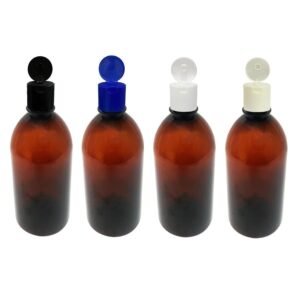 48 FRASCO PLÁSTICO AMBAR 500ML FLIPTOP FURO ABERTO SAB