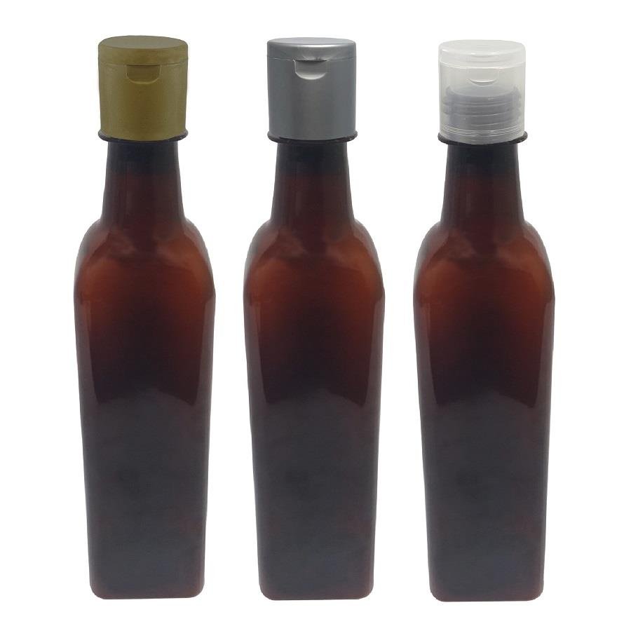 12 FRASCO PLÁSTICO AMBAR 500ML FLIPTOP FURO ABERTO AZE - Imagem 4