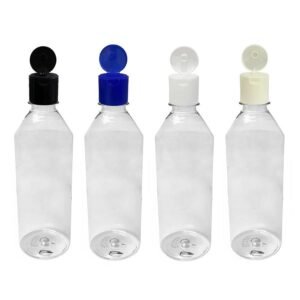 50 FRASCO PLÁSTICO CRISTAL 500ML FLIPTOP FURO ABERTO COS