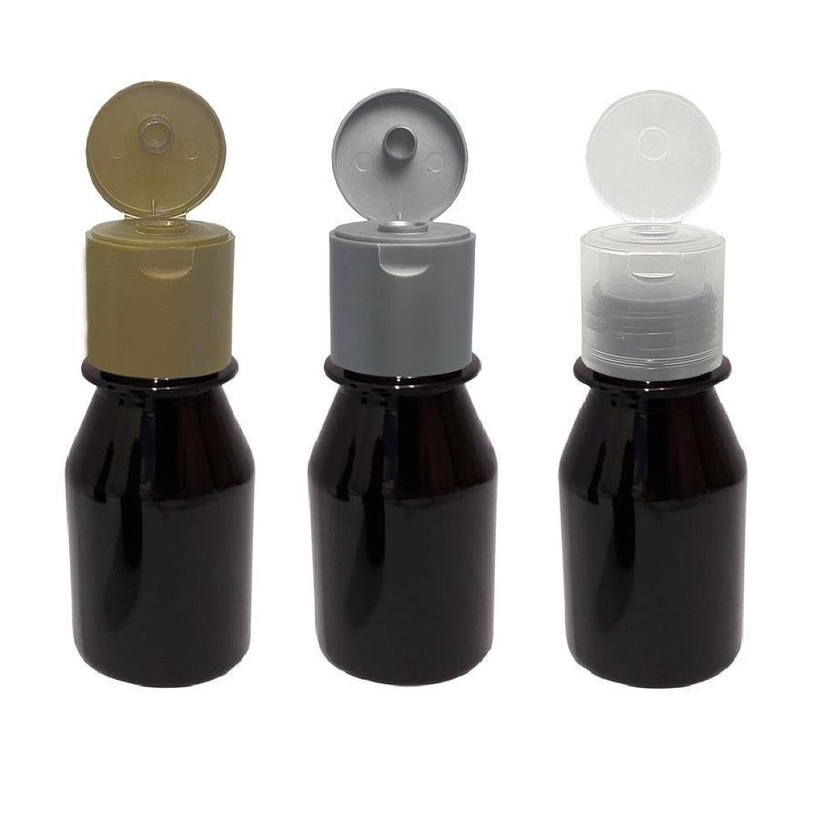 550 FRASCO PLÁSTICO AMBAR 60ML FLIPTOP FURO ABERTO FAR - Imagem 2