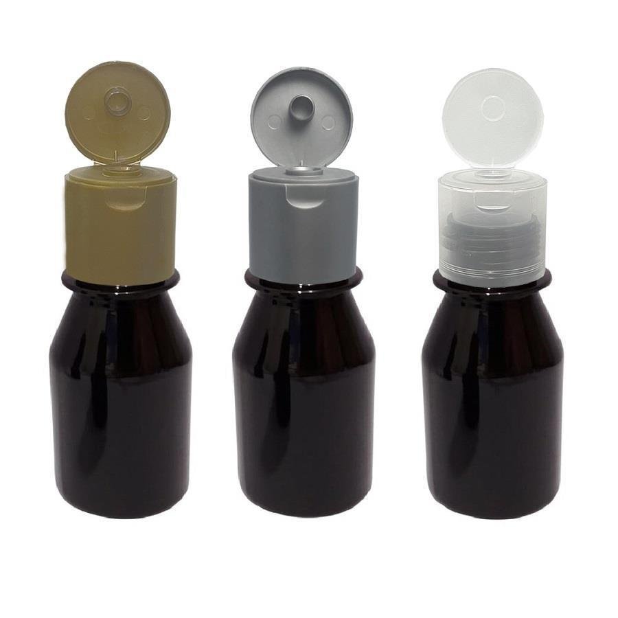 240 FRASCO PLÁSTICO AMBAR 60ML FLIPTOP FURO ABERTO FAR - Imagem 2