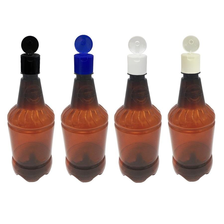 6 FRASCO PLÁSTICO AMBAR 750ML FLIPTOP FURO ABERTO GR2