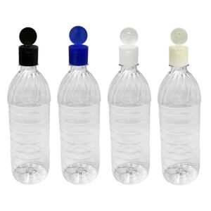 5 FRASCO PLÁSTICO CRISTAL 800ML FLIPTOP FURO ABERTO QUE