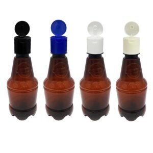 64 FRASCO PLÁSTICO AMBAR 300ML FLIPTOP FURO ABERTO GR2