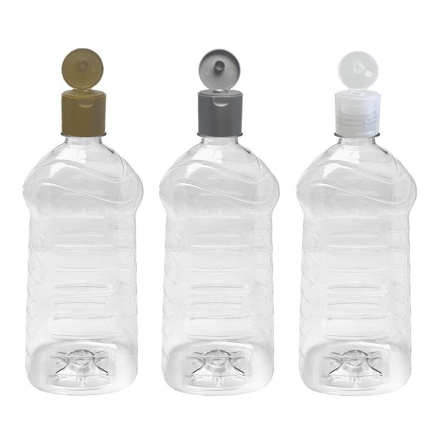 7 FRASCO PLÁSTICO CRISTAL 1L FLIPTOP FURO ABERTO AMA - Imagem 2