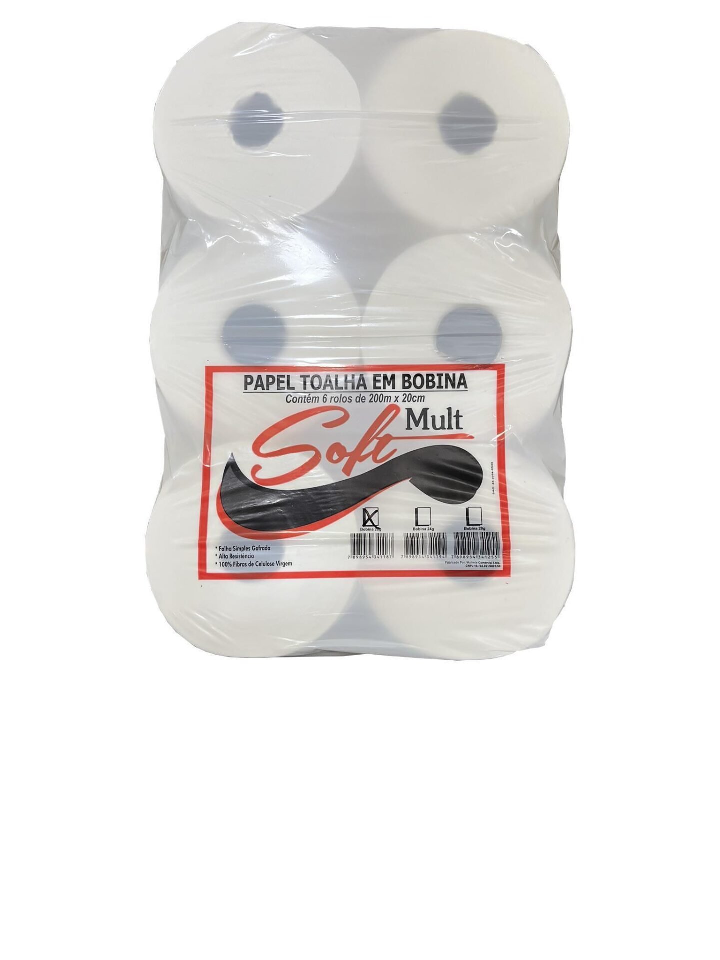 24 ROLO PAPEL TOALHA BOBINA 20CM 28G 100% CEL 200M MULT SOFT - Imagem 2