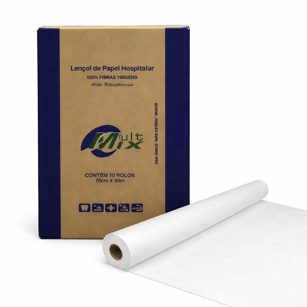 4 ROLO LENCOL HOSPITALAR 70CMX50M 24G BRANCO 100% CEL