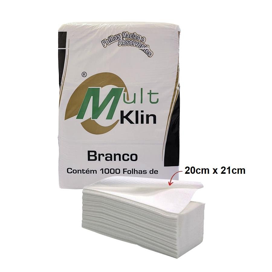 10000 PAPEL TOALHA INTERFOLHA 2D 20X21CM BRANCO - MULT KLIN