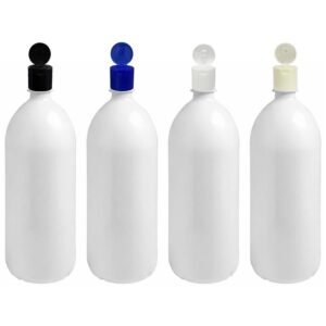 28 FRASCO PLÁSTICO BRANCO 2L TAMPA FLIPTOP COM FURO BAN