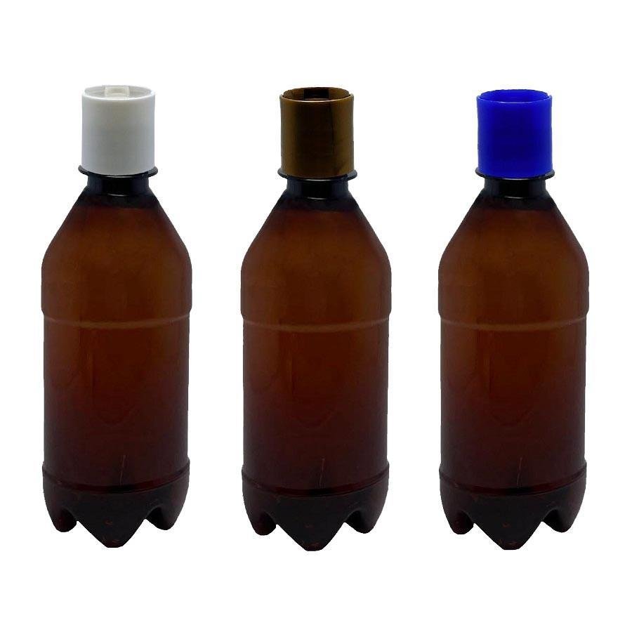 50 FRASCO PLÁSTICO AMBAR PET 500ML COM TAMPA DISKTOP AGU - Imagem 4