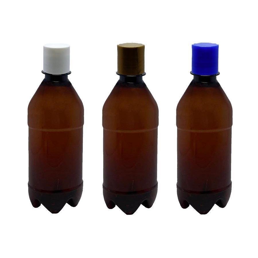 186 FRASCO PLÁSTICO AMBAR PET 500ML COM TAMPA DISKTOP AGU - Imagem 3