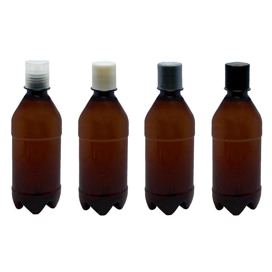 50 FRASCO PLÁSTICO AMBAR PET 500ML COM TAMPA DISKTOP AGU