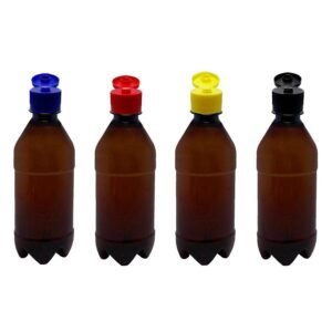 680 FRASCO PLÁSTICO AMBAR 500ML TAMPA FLIPTOP BATOQUE AGU