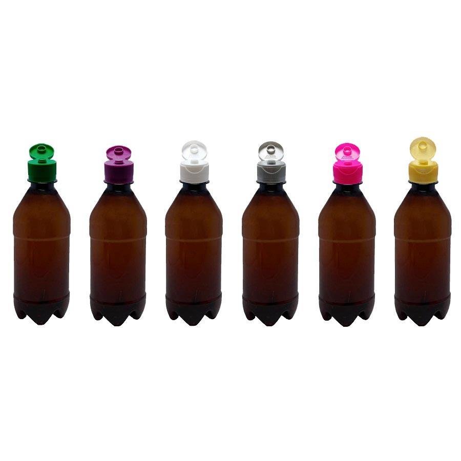 186 FRASCO PLÁSTICO AMBAR 500ML TAMPA FLIPTOP BATOQUE AGU - Imagem 2