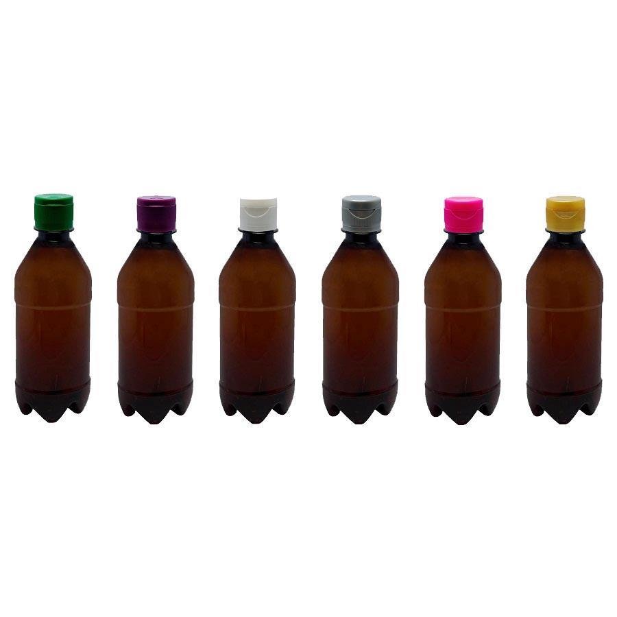 186 FRASCO PLÁSTICO AMBAR 500ML TAMPA FLIPTOP BATOQUE AGU - Imagem 4