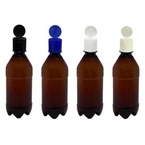 95 FRASCO PLÁSTICO AMBAR 500ML FLIPTOP FURO ABERTO AGU