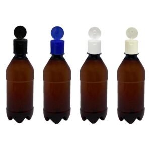 186 FRASCO PLÁSTICO AMBAR 500ML FLIPTOP FURO ABERTO AGU