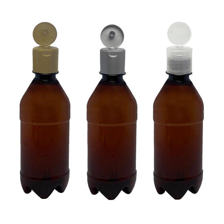 186 FRASCO PLÁSTICO AMBAR 500ML FLIPTOP FURO ABERTO AGU - Imagem 2