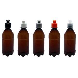 680 FRASCO PLÁSTICO AMBAR PET 500ML COM TAMPA PUSHPULL AGU