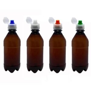 12 FRASCO PLÁSTICO AMBAR PET 500ML TAMPA SPORT FLIPTOP AGU