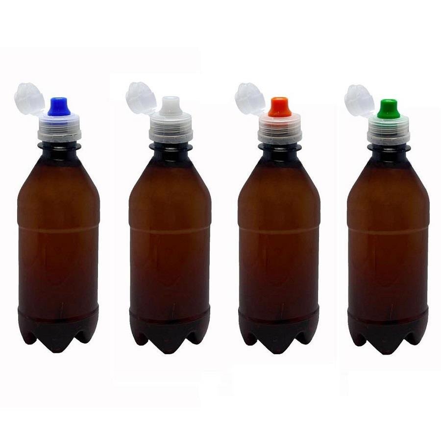 12 FRASCO PLÁSTICO AMBAR PET 500ML TAMPA SPORT FLIPTOP AGU