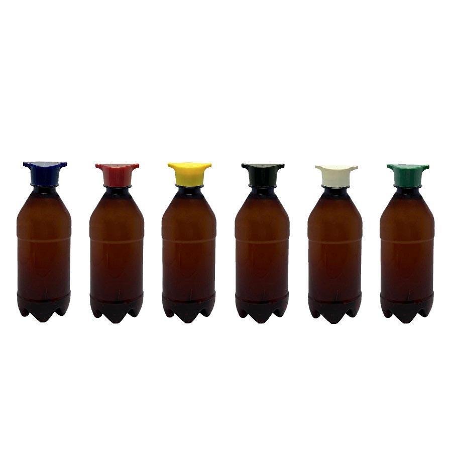 95 FRASCO PLÁSTICO AMBAR PET 500ML TAMPA ROSCA 2 BICO AGU