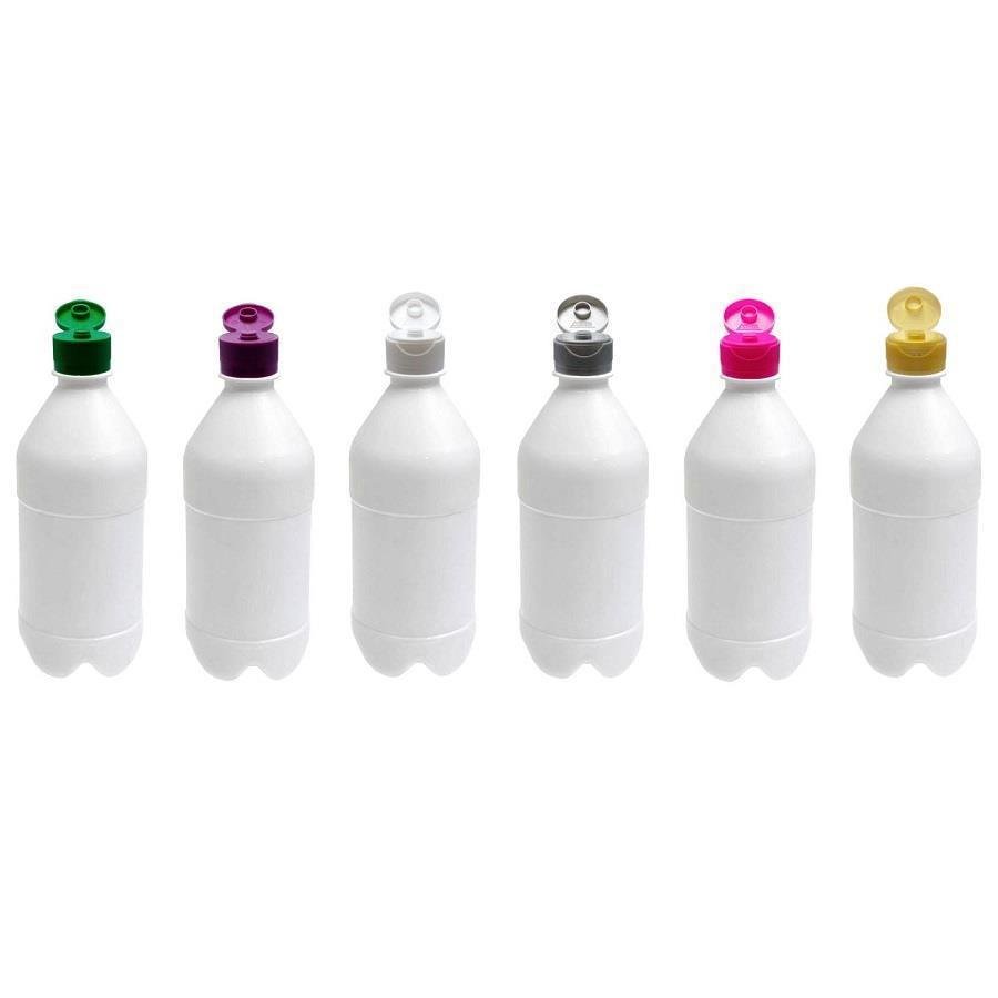 186 FRASCO PLÁSTICO BRANCO 500ML TAMPA FLIPTOP BATOQUE AGU - Imagem 2