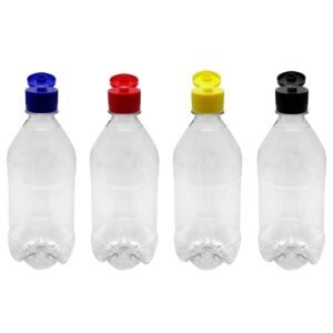 12 FRASCO PLÁSTICO CRISTAL 500ML TAMPA FLIPTOP BATOQUE AGU