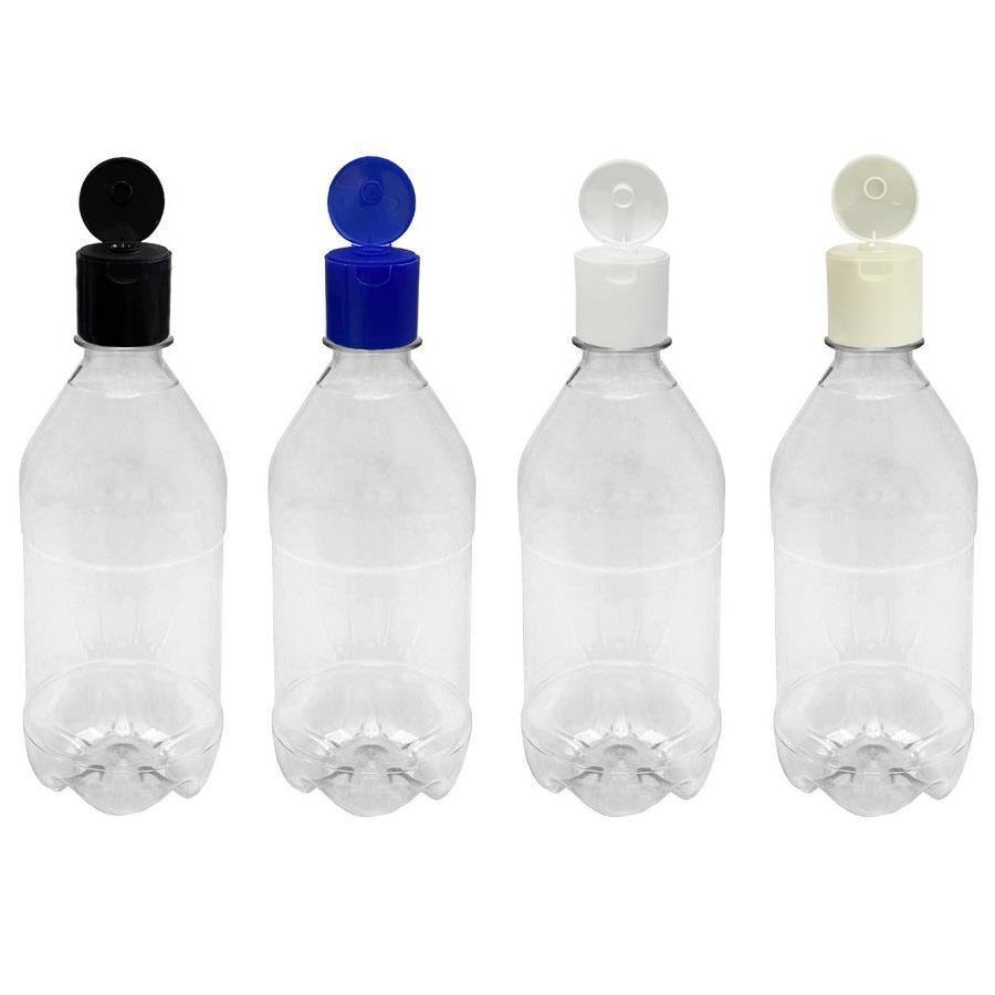 186 FRASCO PLÁSTICO CRISTAL 500ML FLIPTOP FURO ABERTO AGU