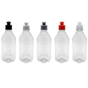 12 FRASCO PLÁSTICO CRISTAL PET 500ML COM TAMPA PUSHPULL AGU