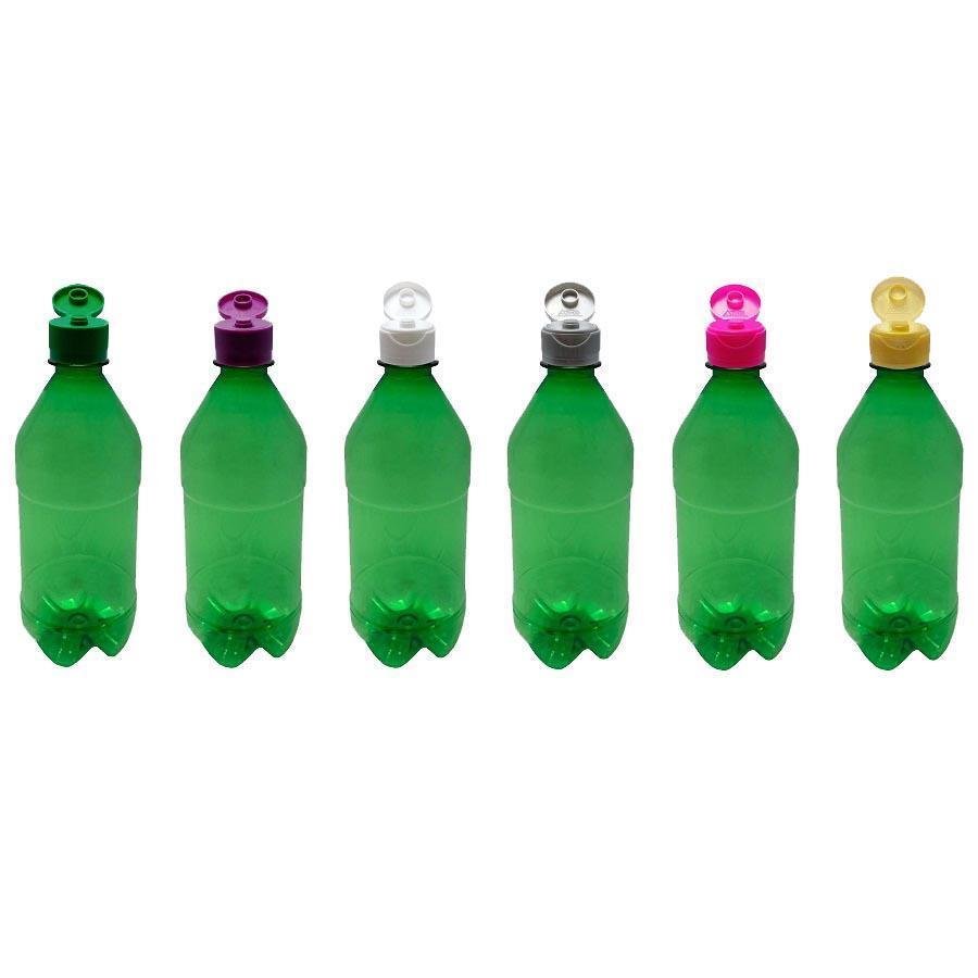 680 FRASCO PLÁSTICO VERDE 500ML TAMPA FLIPTOP BATOQUE AGU - Imagem 2