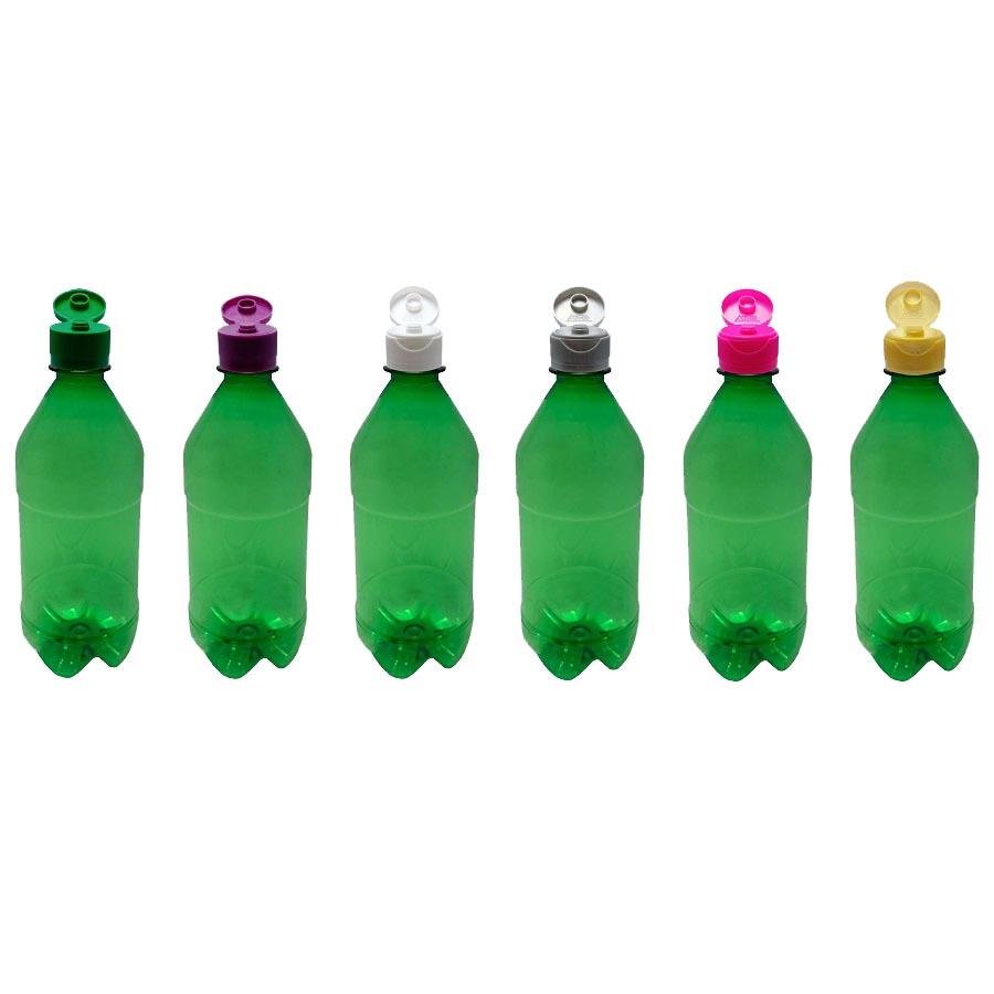 50 FRASCO PLÁSTICO VERDE 500ML TAMPA FLIPTOP BATOQUE AGU - Imagem 2