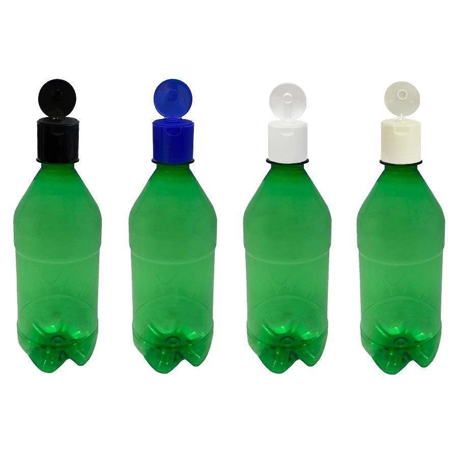 680 FRASCO PLÁSTICO VERDE PET 500ML FLIPTOP FURO ABERTO AGU