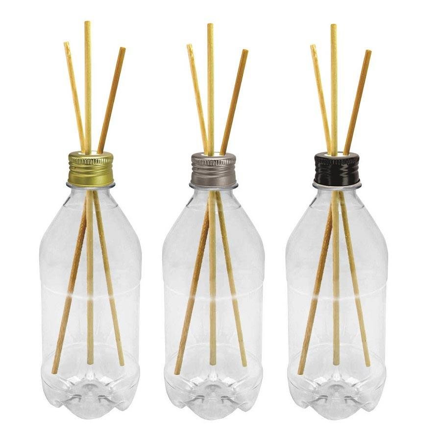 12 FRASCO PLÁSTICO CRISTAL 500ML TAMPA DIFUSOR VARETA AGU