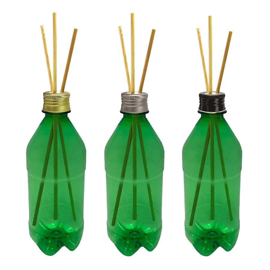 680 FRASCO PLÁSTICO VERDE PET 500ML TAMPA DIFUSOR VARETA AGU