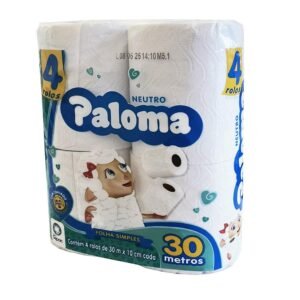 2 FARDO 16 PCT PAPEL HIGIÊNICO PALOMA FOLHA SIMPLES 4 ROLOS