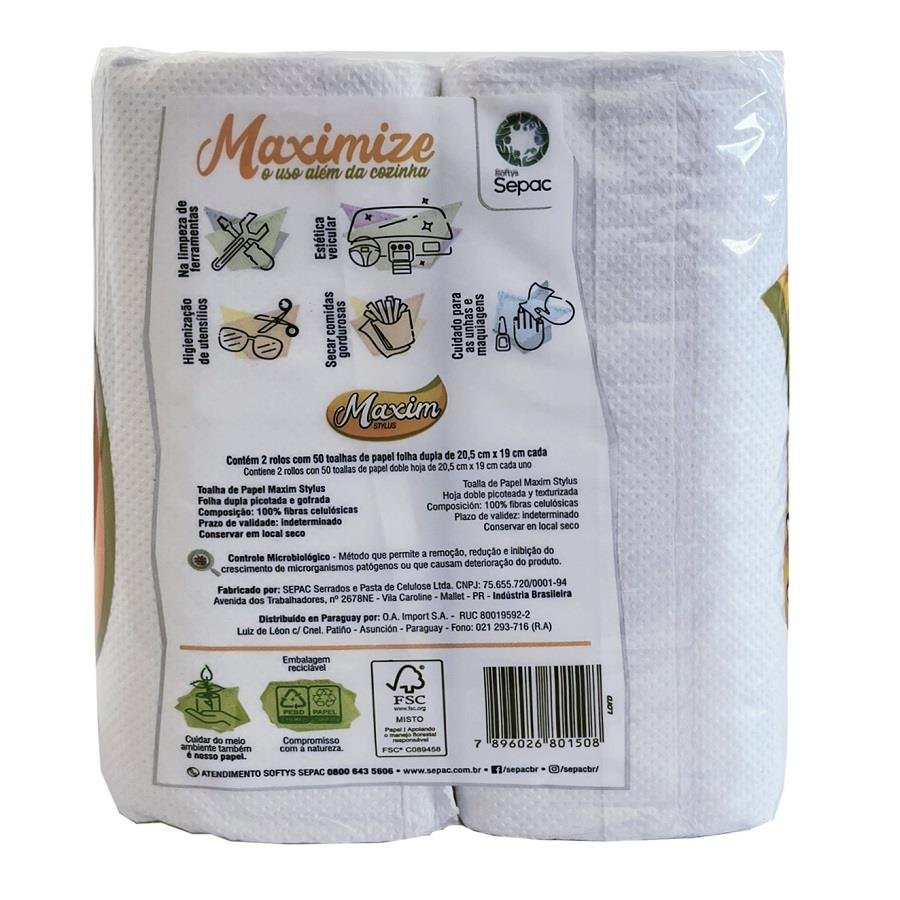1 FARDO 12 PACOTES TOALHA DE PAPEL MAXIM FOLHA DUPLA 2 ROLOS - Imagem 3