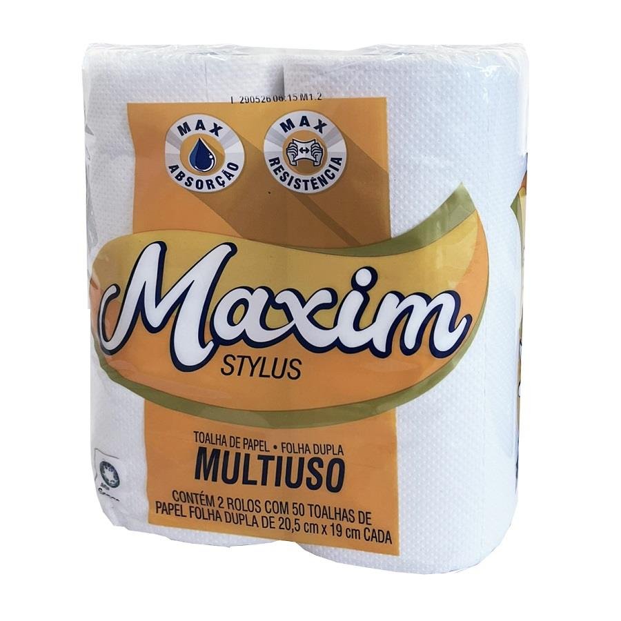 2 FARDO 12 PACOTES TOALHA DE PAPEL MAXIM FOLHA DUPLA 2 ROLOS