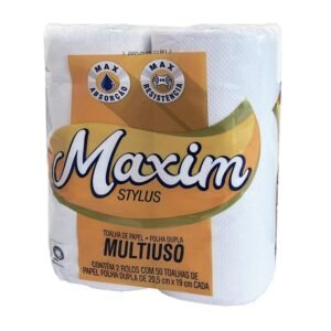 1 FARDO 12 PACOTES TOALHA DE PAPEL MAXIM FOLHA DUPLA 2 ROLOS